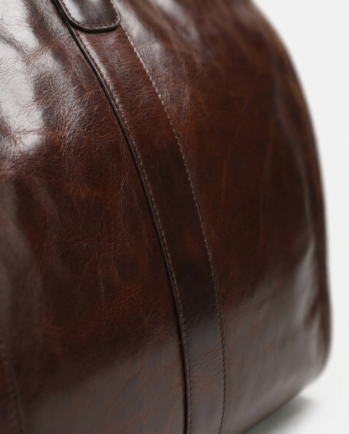 Polished Leather Duffel Bag for Men - Dark Brown Briefcase Style