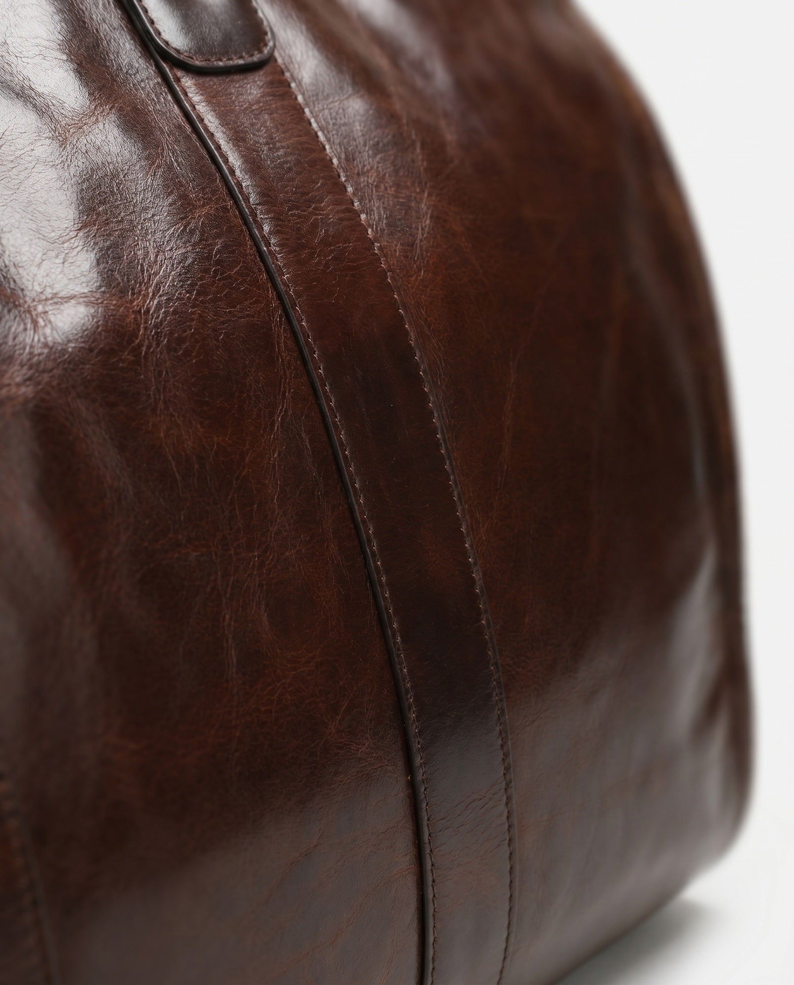 Polished Leather Duffel Bag for Men - Dark Brown Briefcase Style