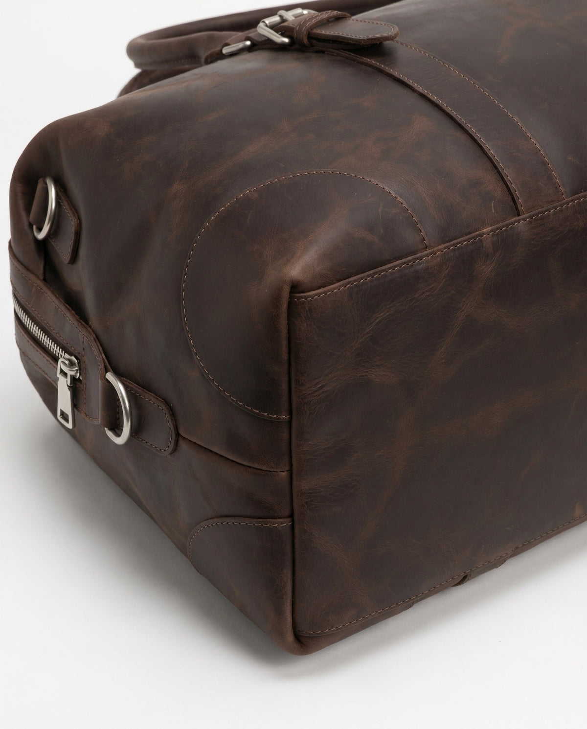 Crazy-Horse Leather Duffel Bag for Men - Dark Coffee Full-Grain Premium Travel Bag