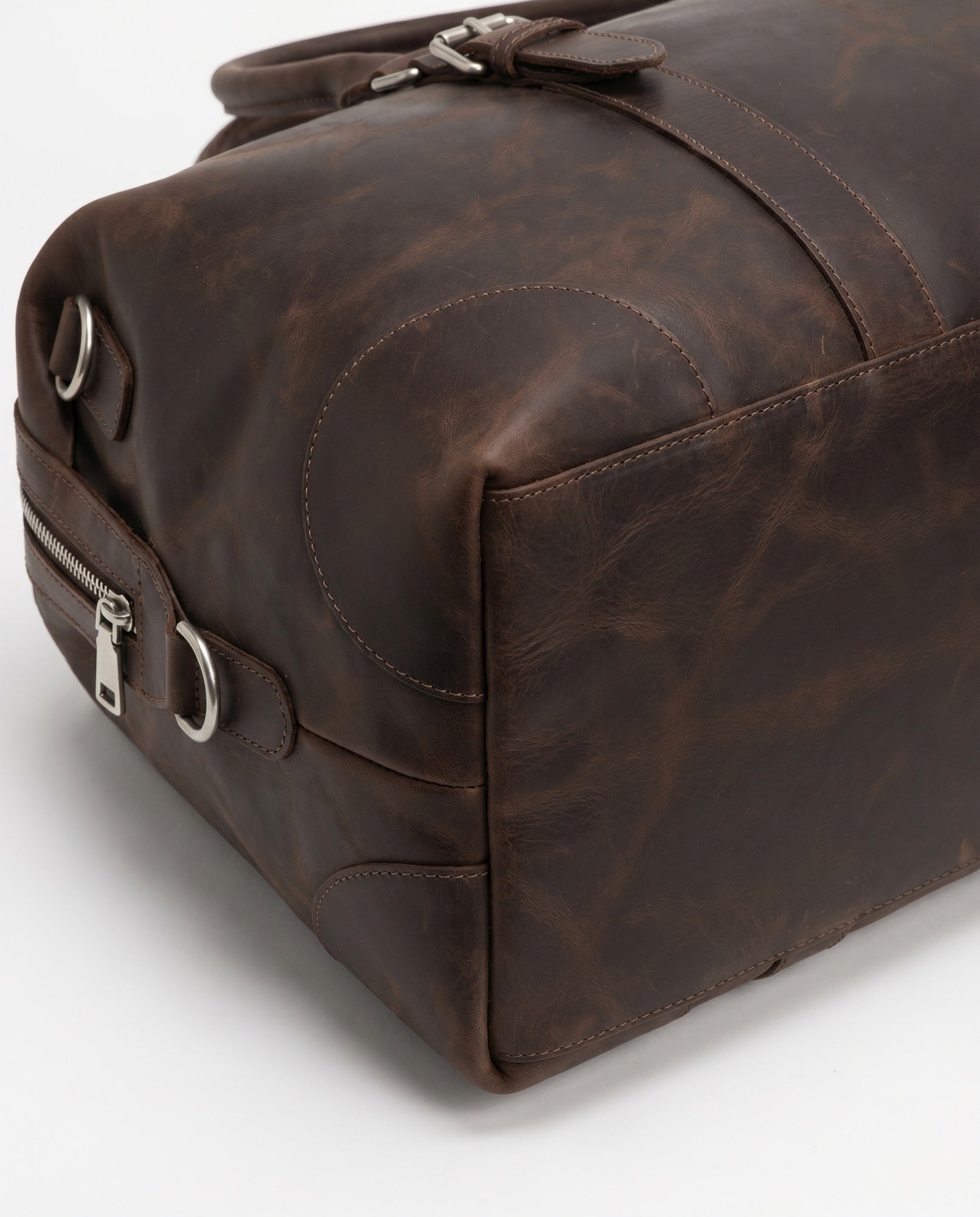 Crazy-Horse Leather Duffel Bag for Men - Dark Coffee Full-Grain Premium Travel Bag