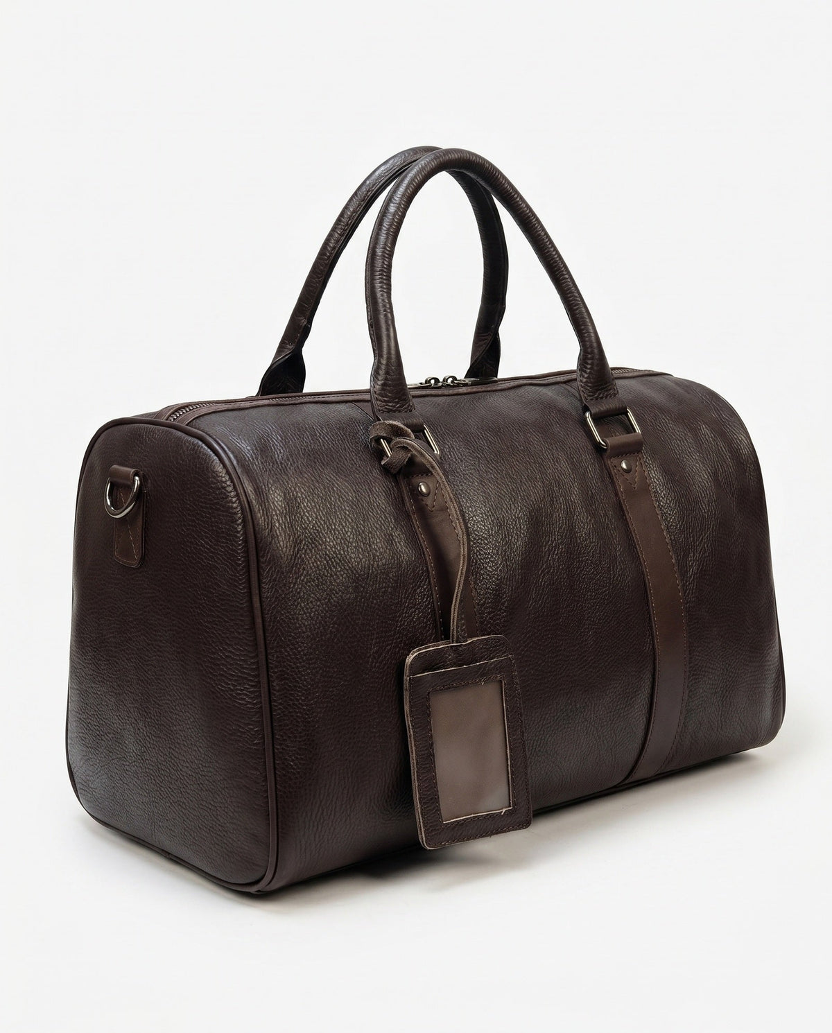 Pebble Leather Duffel Bag for Men - Espresso with Shoulder Strap