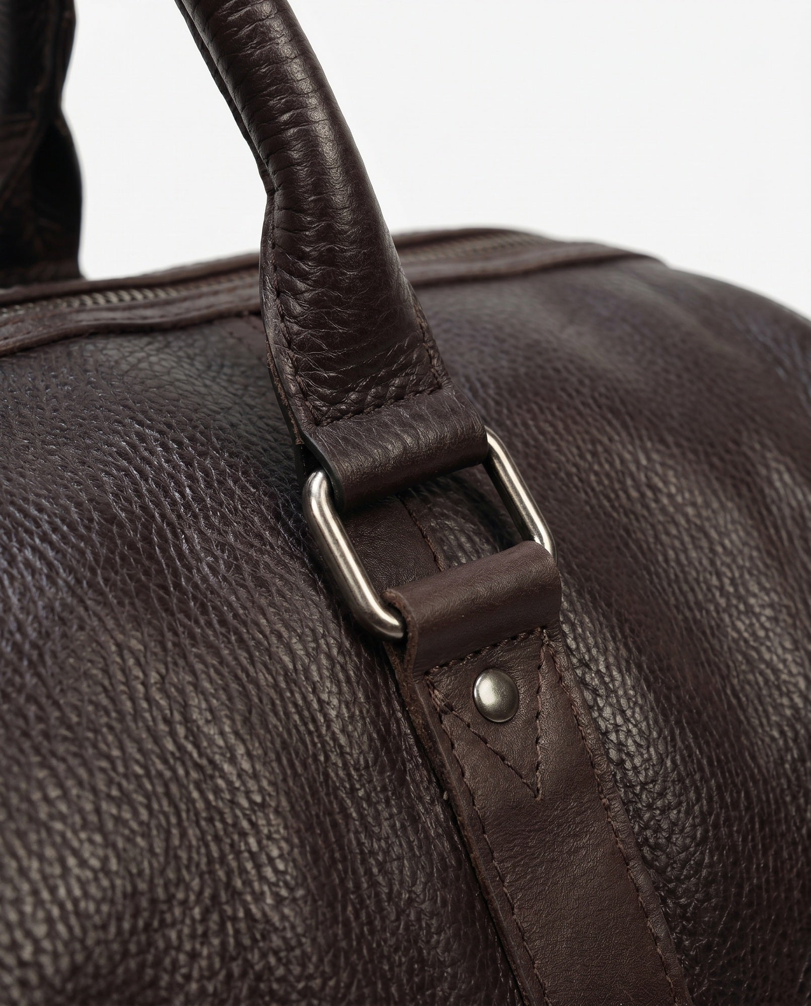 Pebble Leather Duffel Bag for Men - Espresso with Shoulder Strap