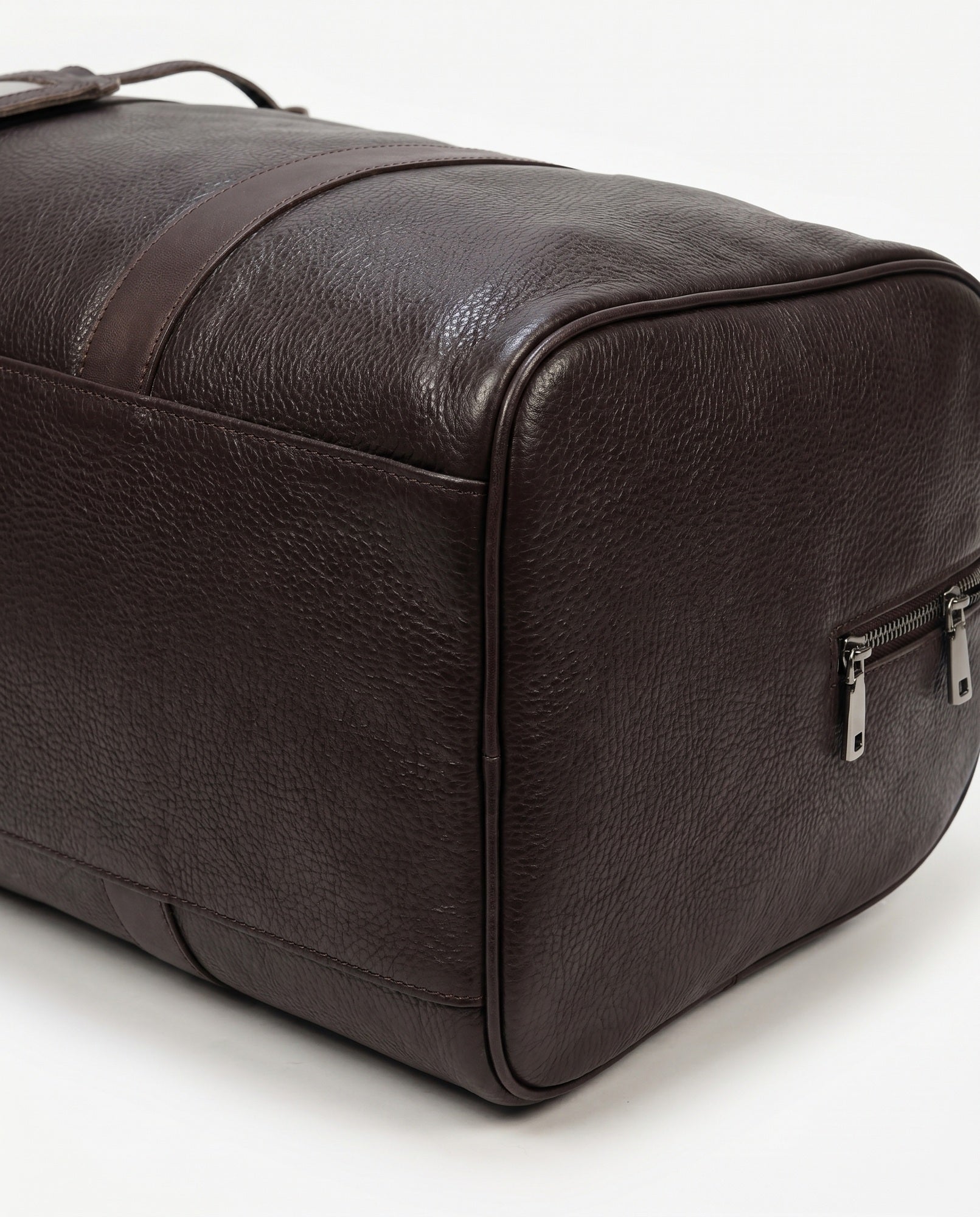 Pebble Leather Duffel Bag for Men - Espresso with Shoulder Strap