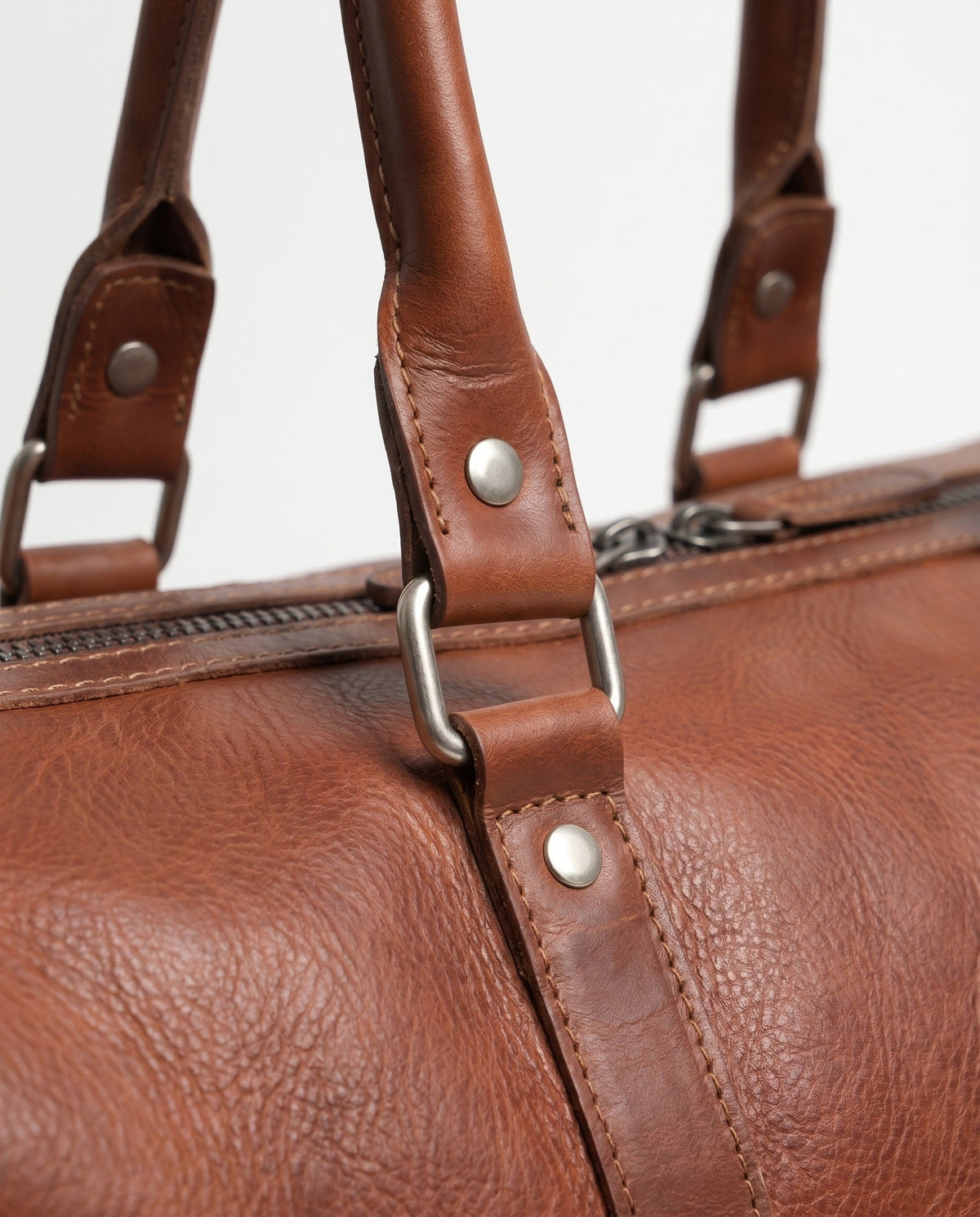 Sac de week-end en cuir premium pour hommes - Duffel classique cognac