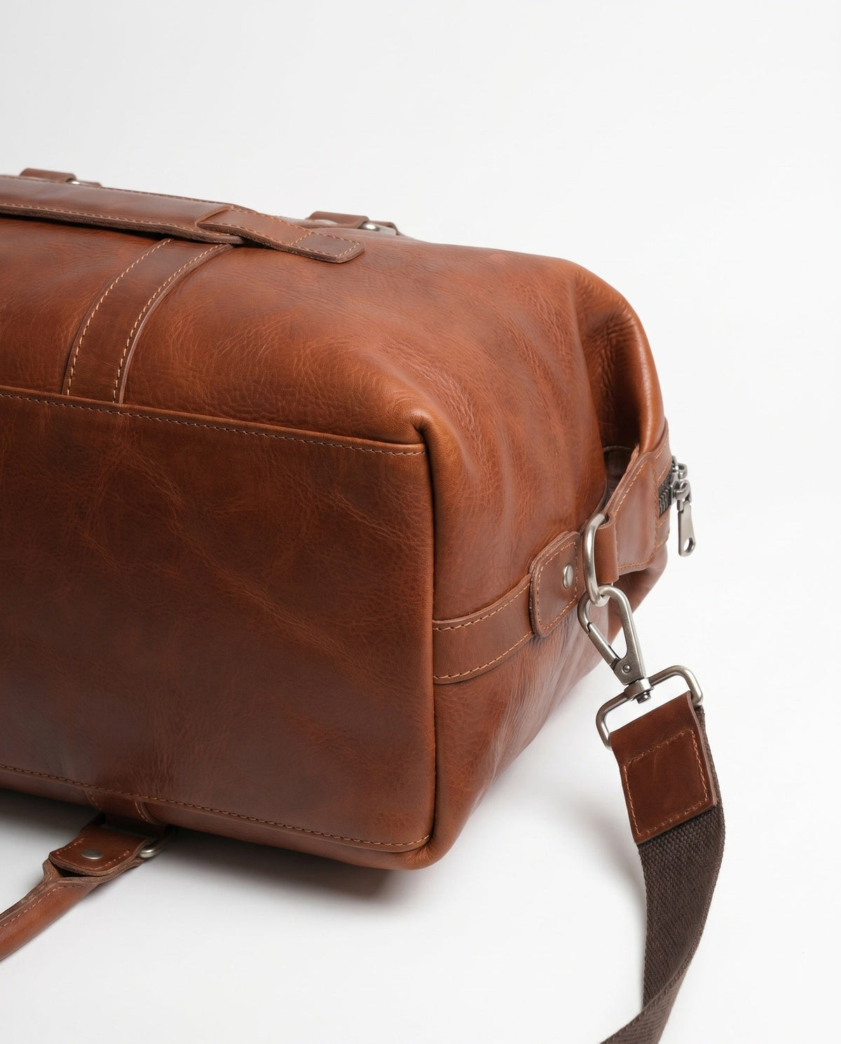 Sac de week-end en cuir premium pour hommes - Duffel classique cognac