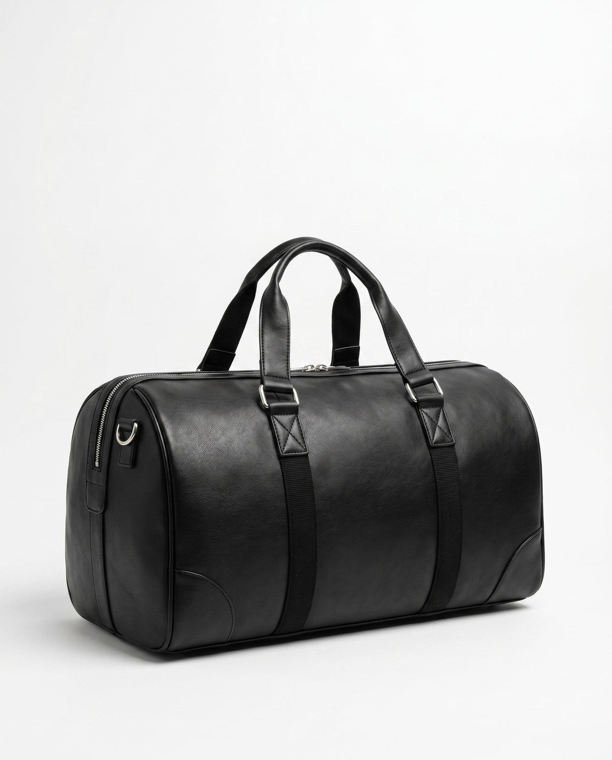 Sac de sport en cuir pour hommes - Sac de sport cylindrique noir