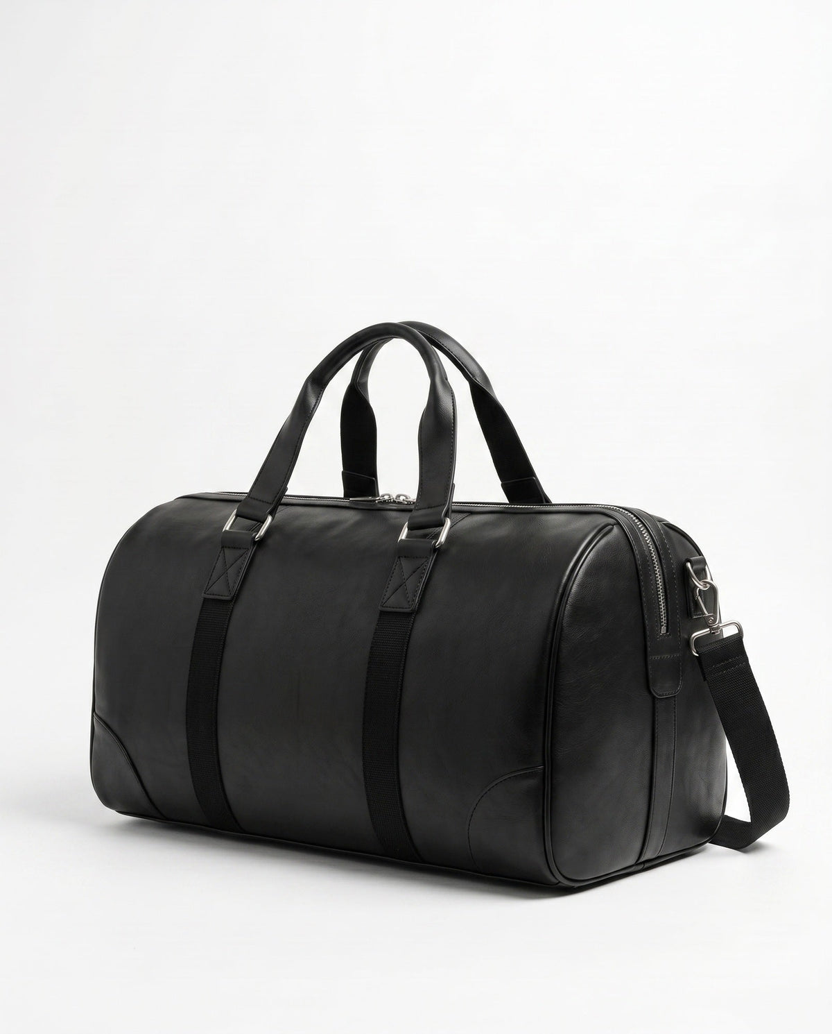 Sac de sport en cuir pour hommes - Sac de sport cylindrique noir