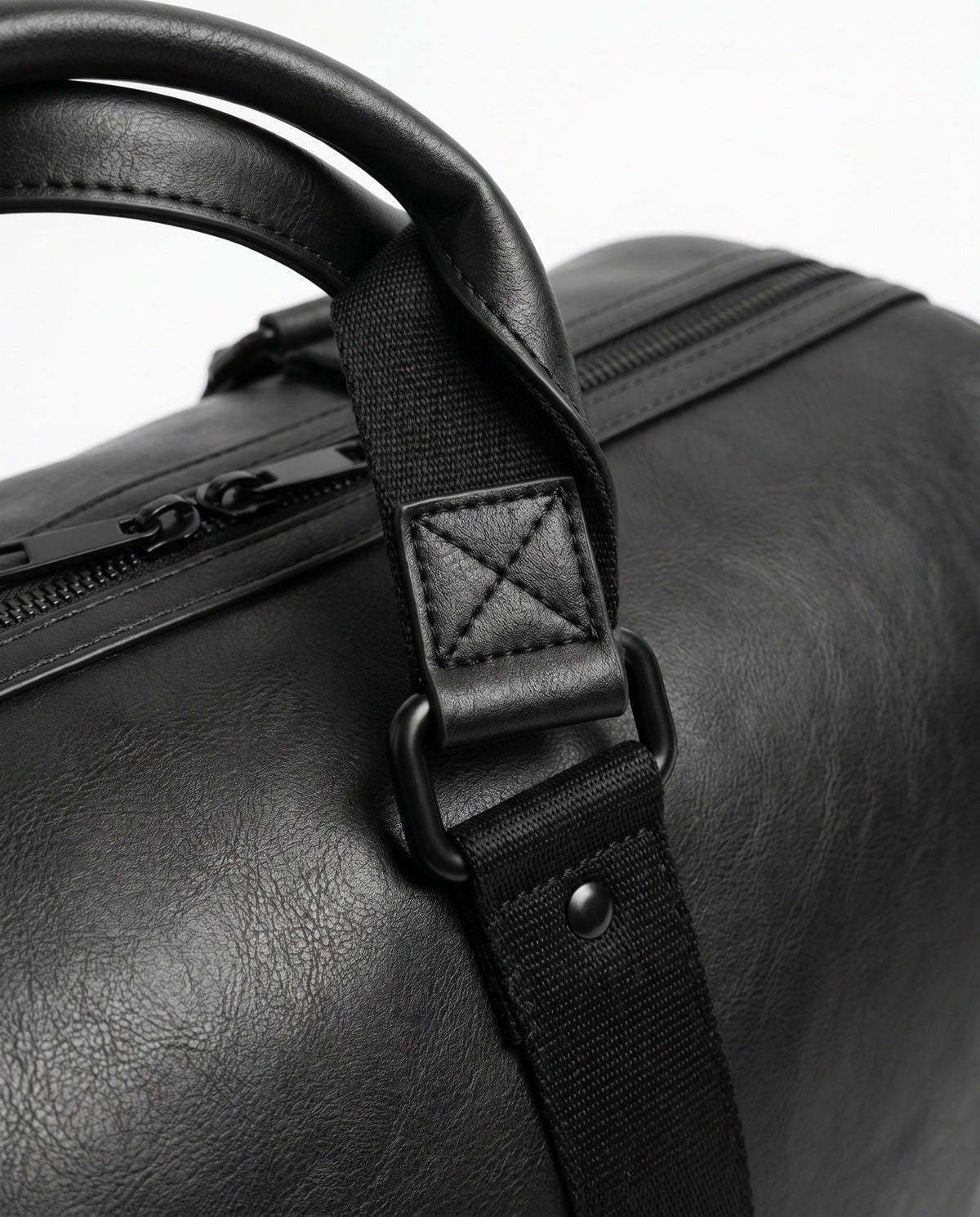 Sac de sport en cuir pour hommes - Sac de sport cylindrique noir