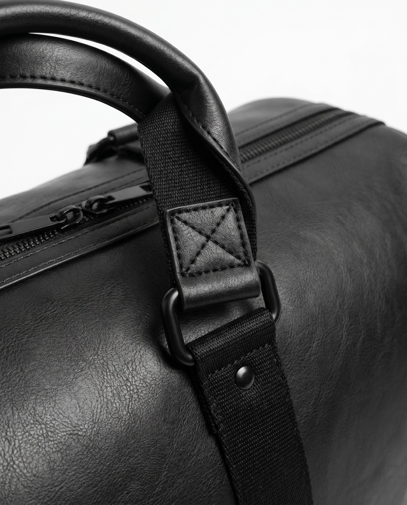 Sac de sport en cuir pour hommes - Sac de sport cylindrique noir
