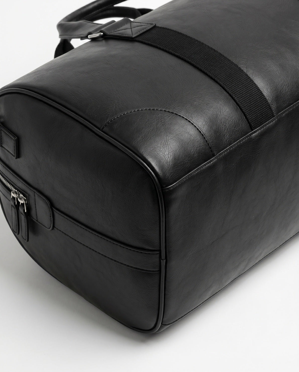 Sac de sport en cuir pour hommes - Sac de sport cylindrique noir