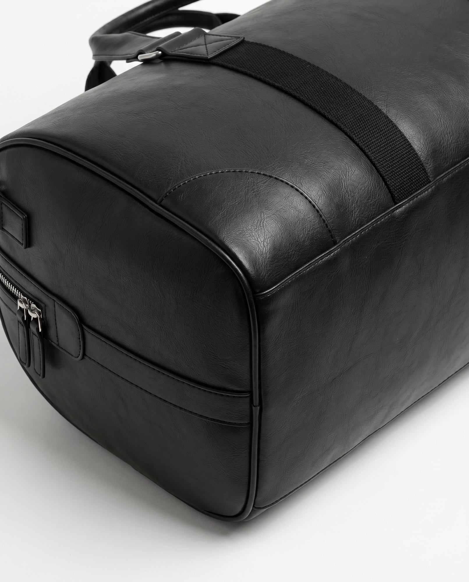Sac de sport en cuir pour hommes - Sac de sport cylindrique noir