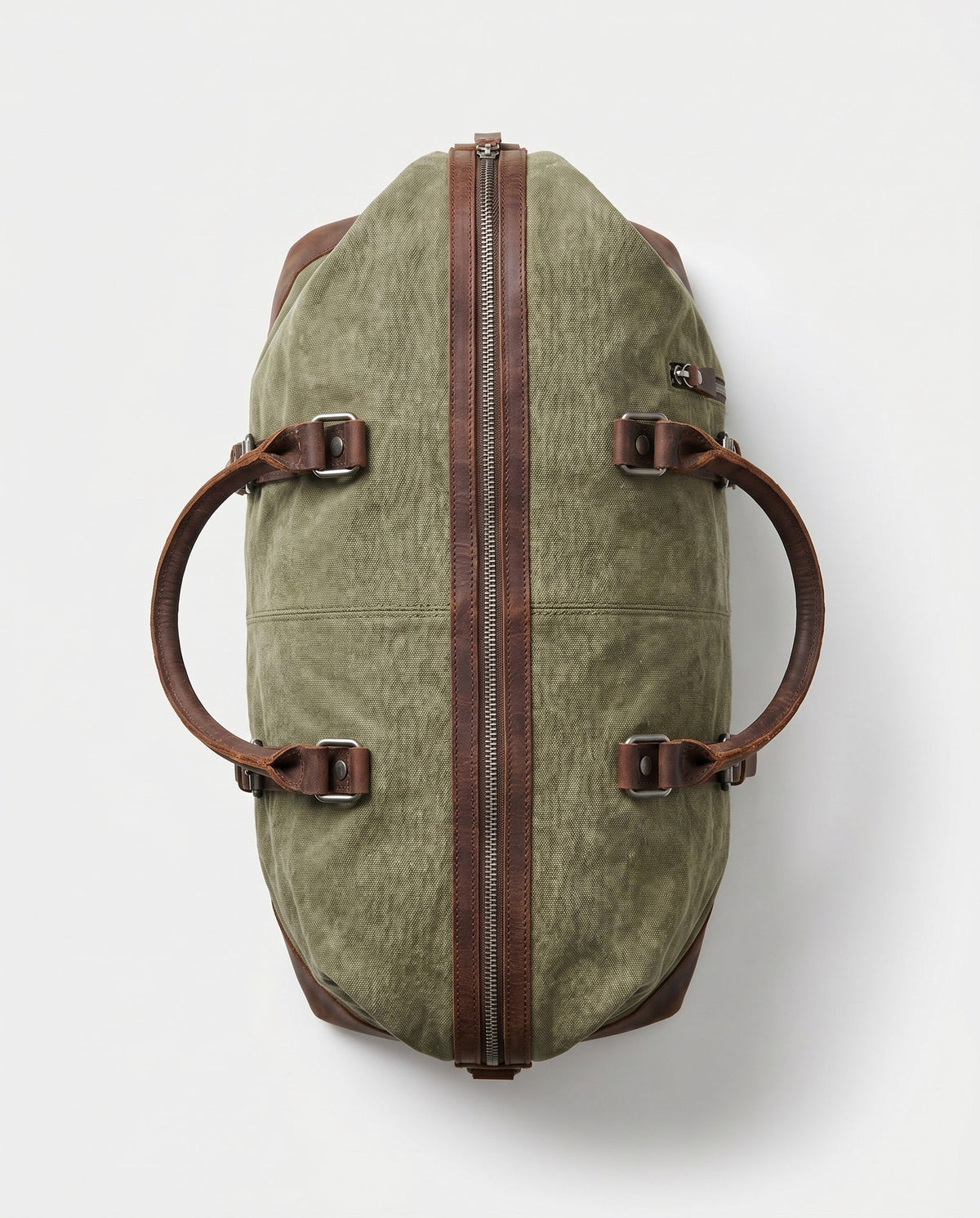 Vintage Weekendtaske i Olivengrøn - Canvas med Fuldnarvet Læder til Mænd - - Taske - Valmont Wear