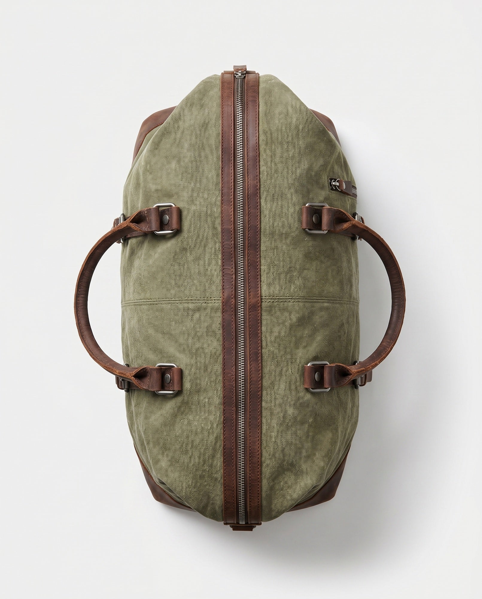 Vintage Weekendtaske i Olivengrøn - Canvas med Fuldnarvet Læder til Mænd - - Taske - Valmont Wear