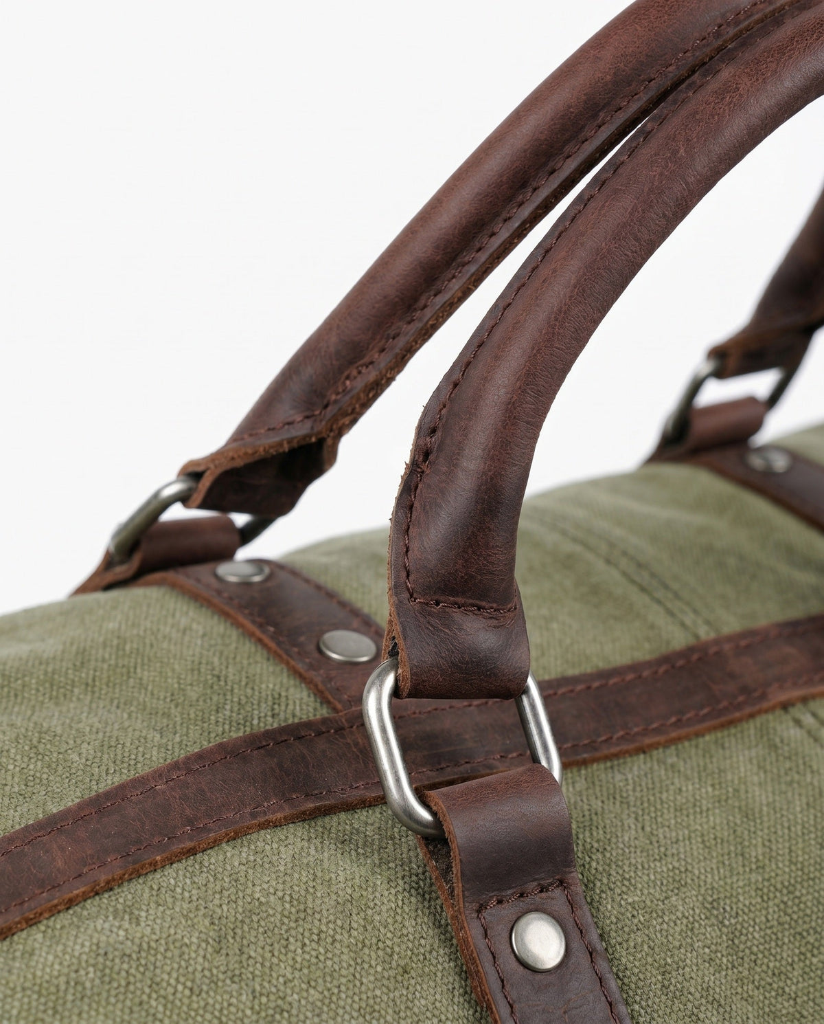 Vintage Weekendtaske i Olivengrøn - Canvas med Fuldnarvet Læder til Mænd - - Taske - Valmont Wear