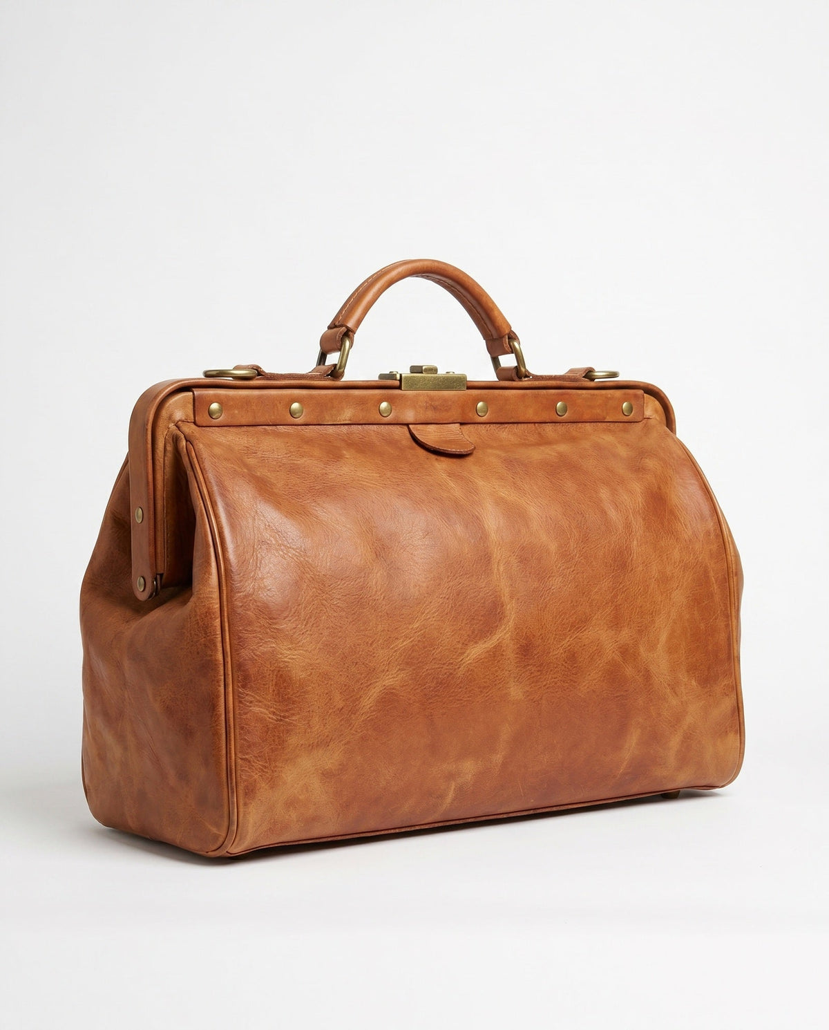 Vintage Leather Doctor Bag Duffel for Men - Natural Tan Doctor-Style