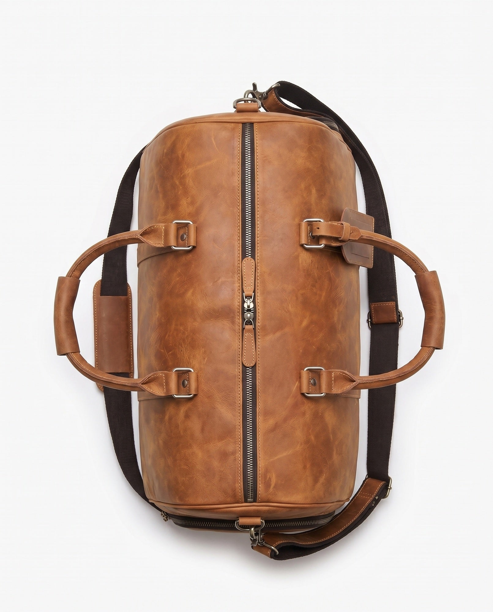 Crazy-Horse Læder Duffeltaske til Mænd - Cognac Fuldnarvet Rejsetaske - - Taske - Valmont Wear
