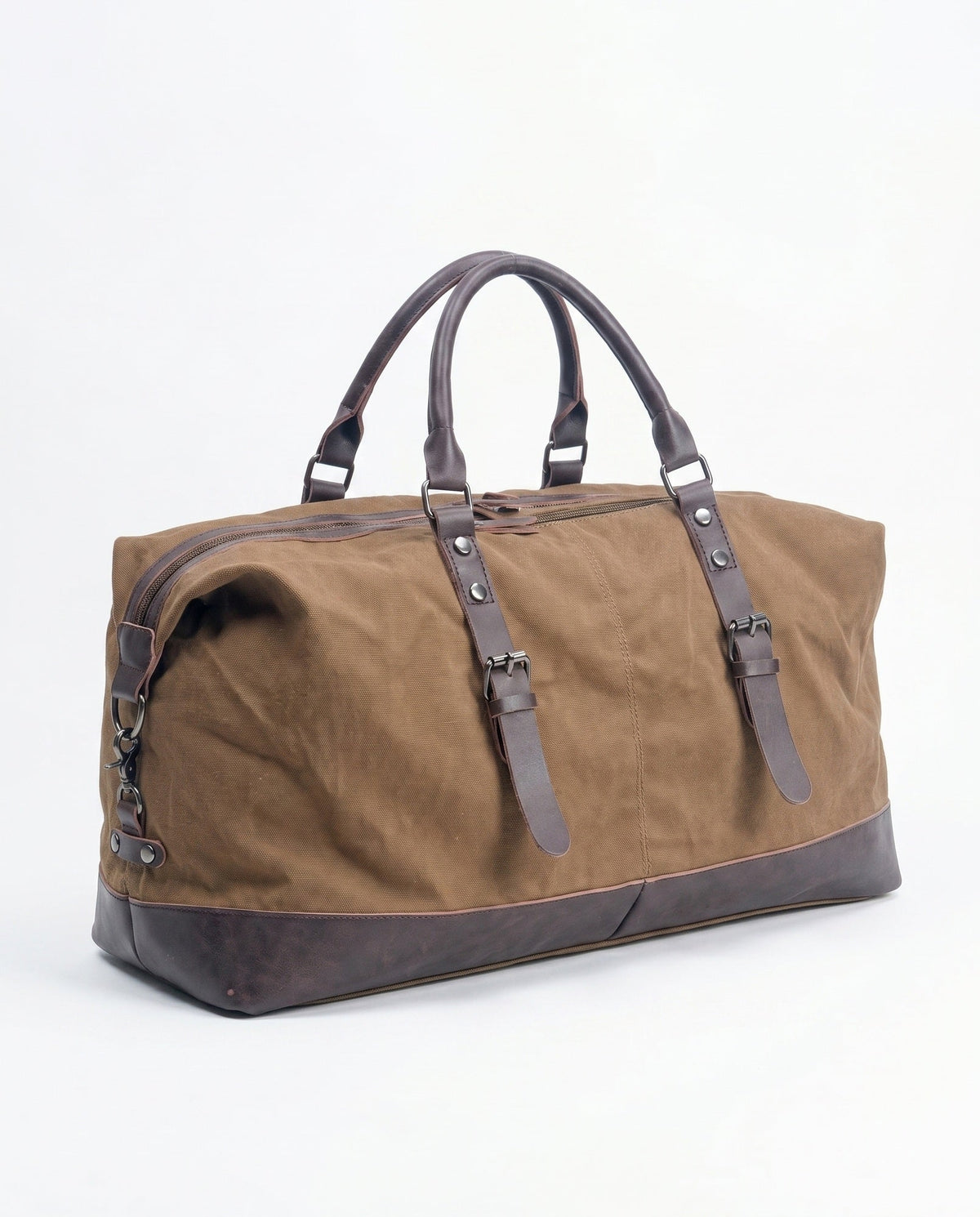 Vintage Rejsetaske til Mænd - Camel Canvas med Fuldnarvet Læder - - Taske - Valmont Wear