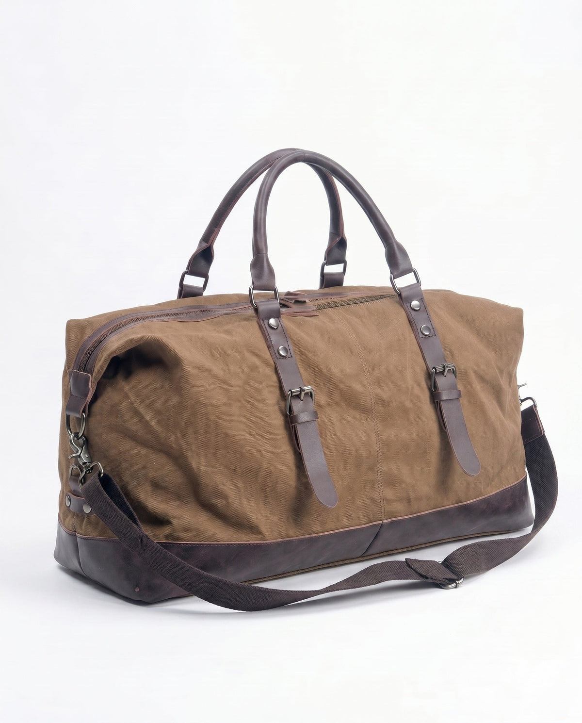 Vintage Rejsetaske til Mænd - Camel Canvas med Fuldnarvet Læder - - Taske - Valmont Wear