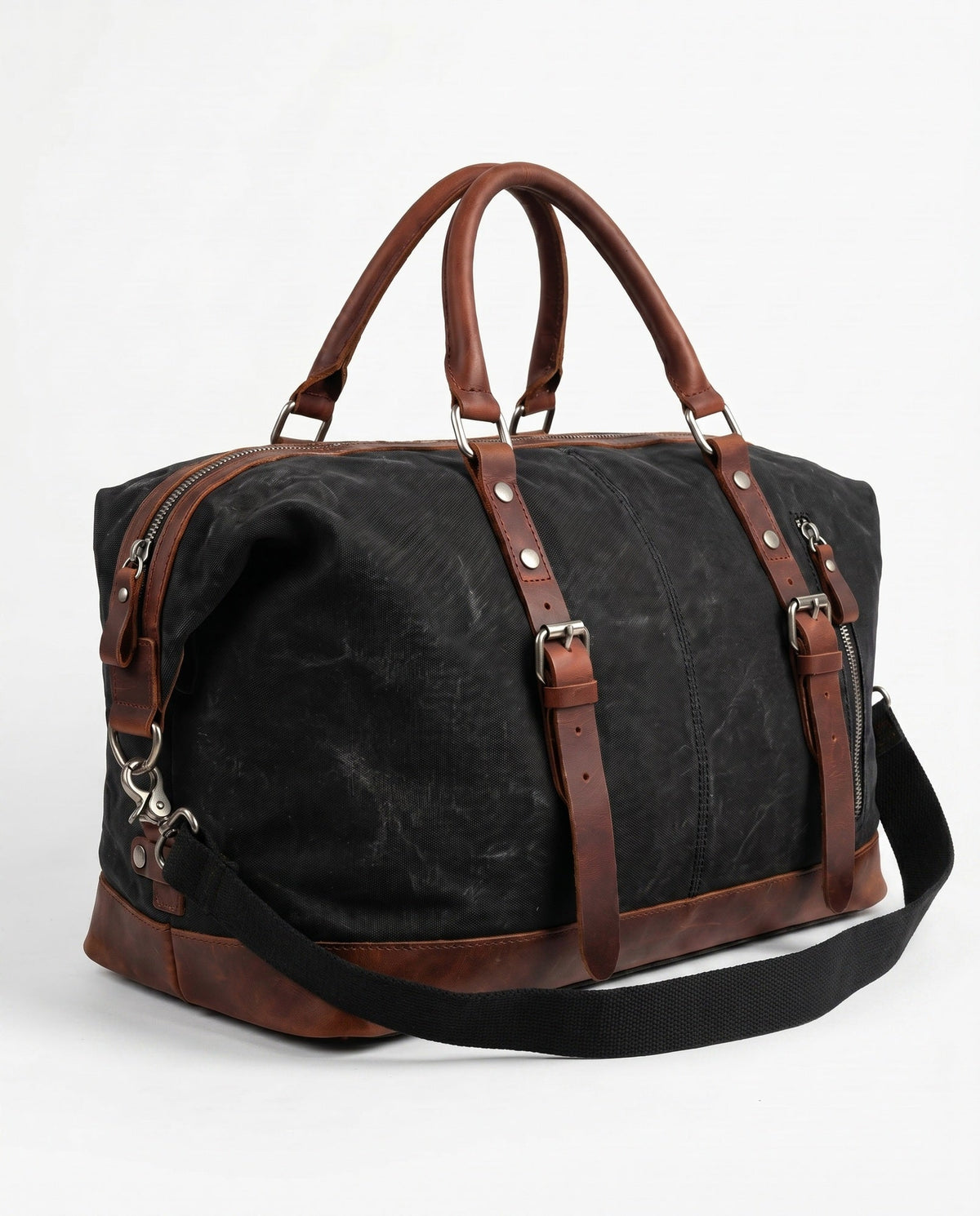 Vintage Weekendtaske i Sort - Canvas med Fuldnarvet Læder til Mænd - - Taske - Valmont Wear