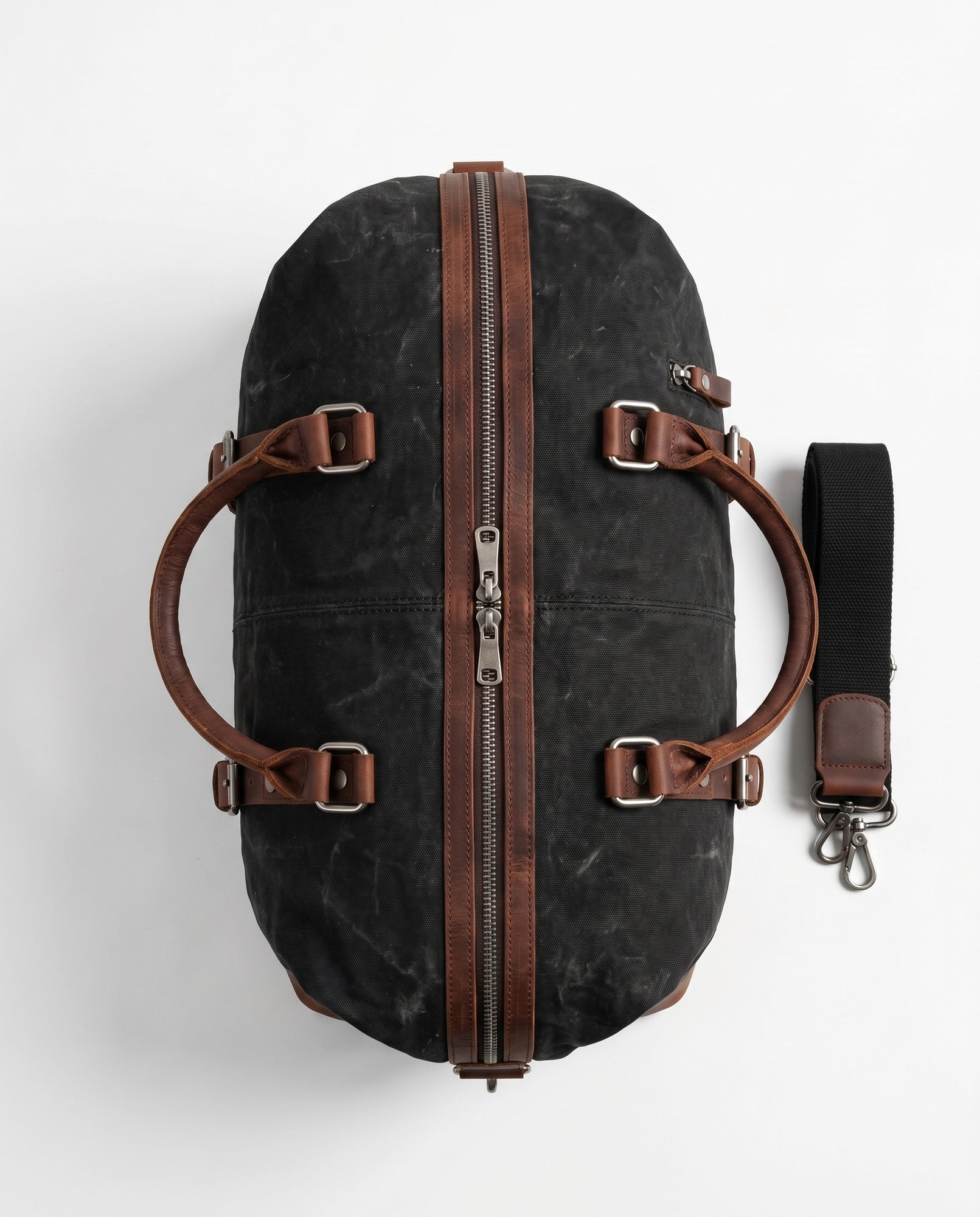 Vintage Weekendtaske i Sort - Canvas med Fuldnarvet Læder til Mænd - - Taske - Valmont Wear