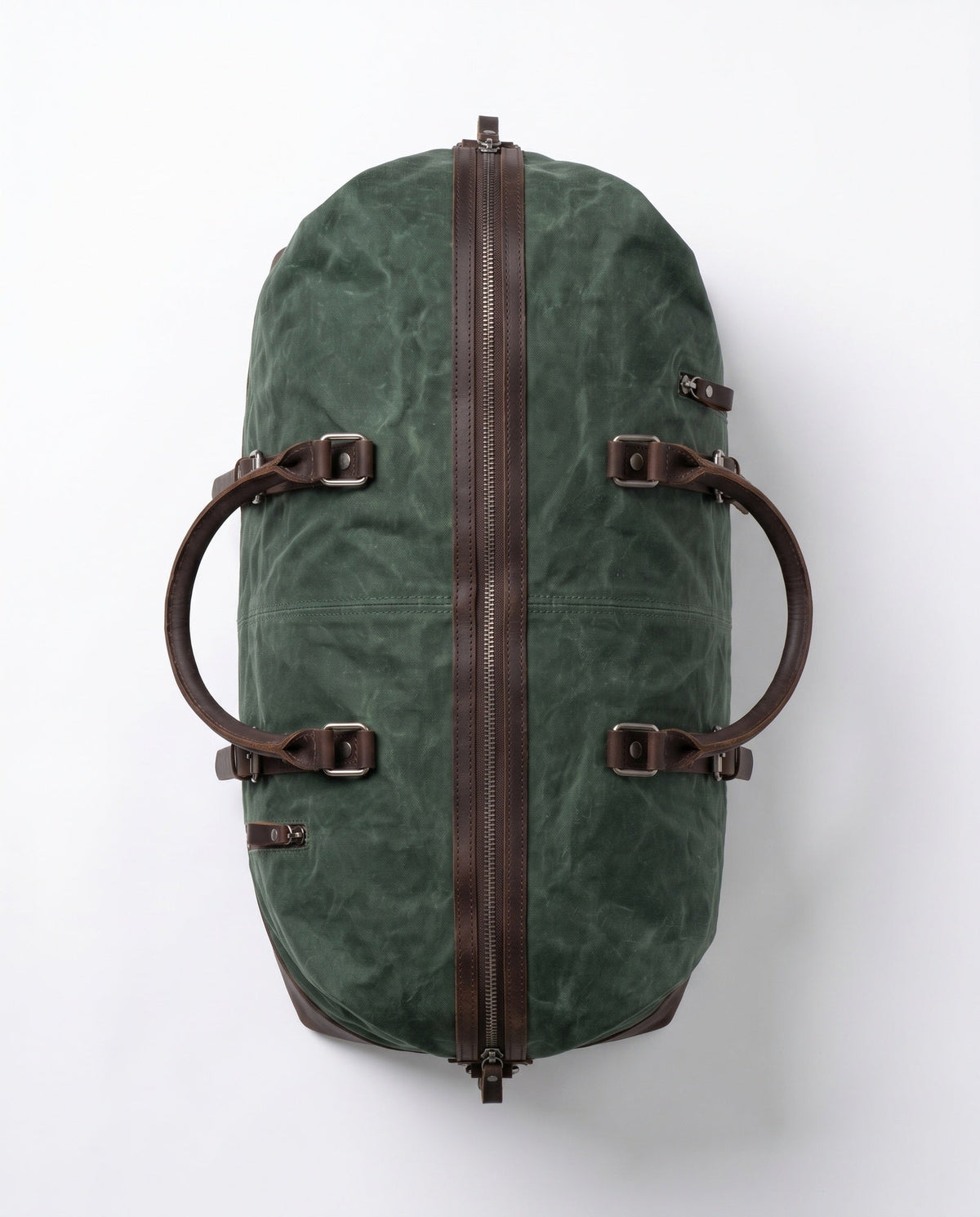Vokset Canvas Weekendtaske til Mænd - Skovgrøn med Fuldnarvet Læder - - Taske - Valmont Wear