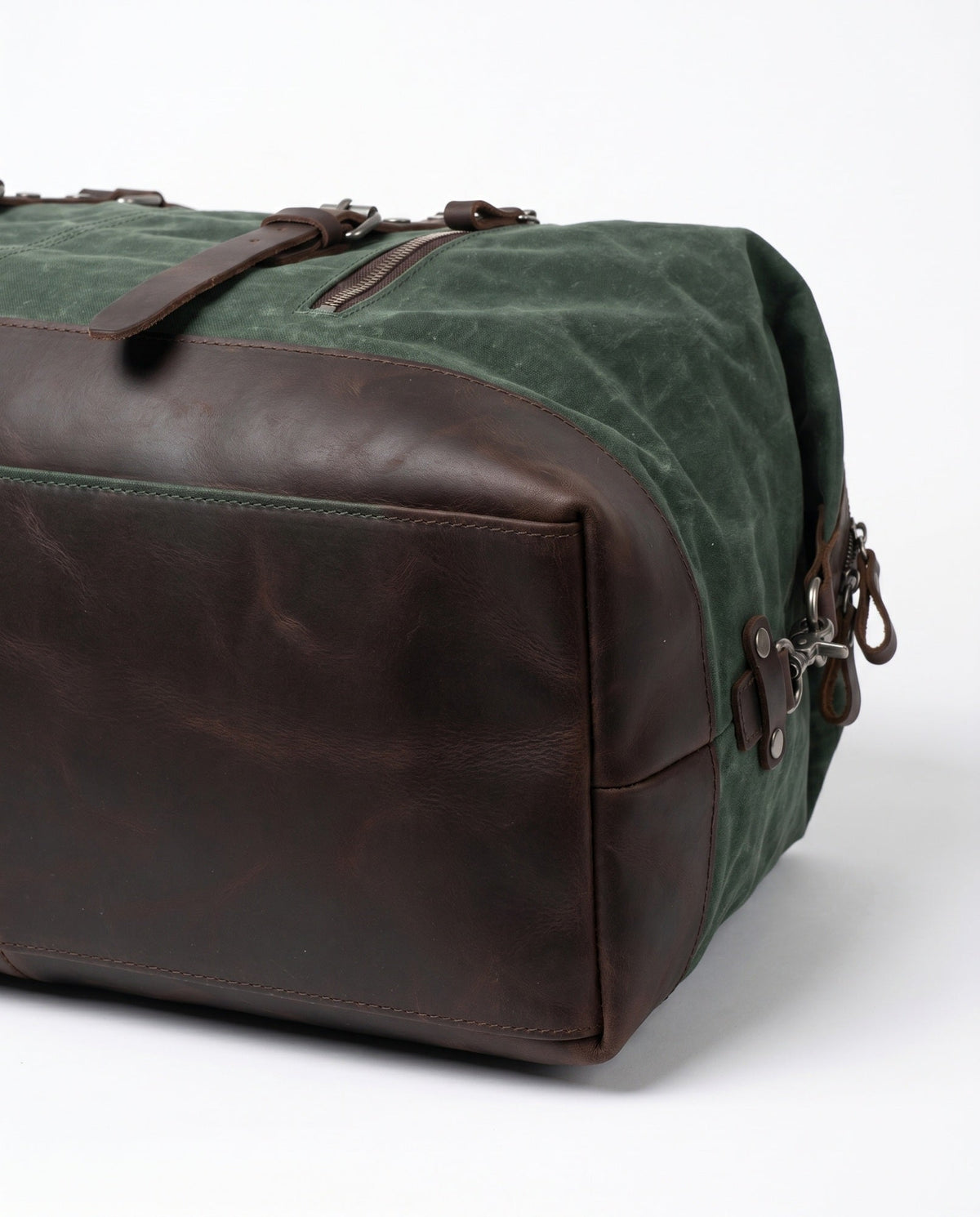 Vokset Canvas Weekendtaske til Mænd - Skovgrøn med Fuldnarvet Læder - - Taske - Valmont Wear