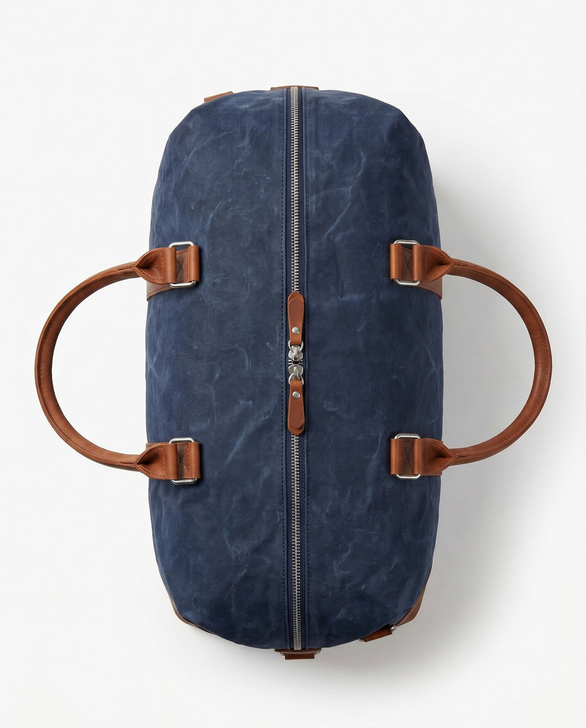 Vokset Canvas Sportstaske til Mænd - Marineblå med Cognac Læder - - Taske - Valmont Wear